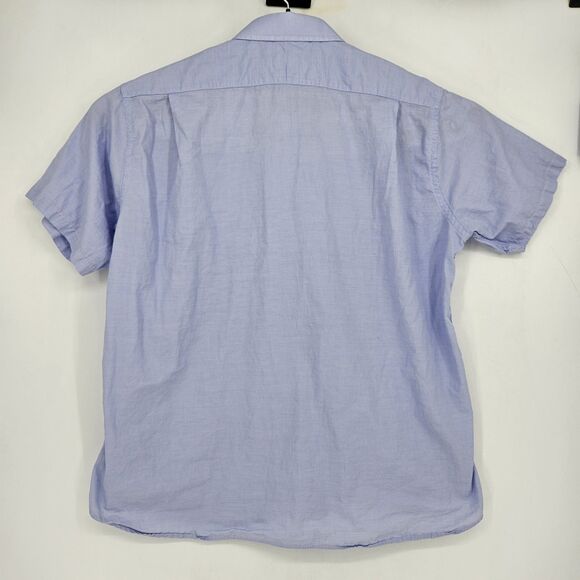 Gitman Bros Shirt Mens 18.5 35 Button Up Cotton USA Short Sleeve Blue Casual - Picture 3 of 9